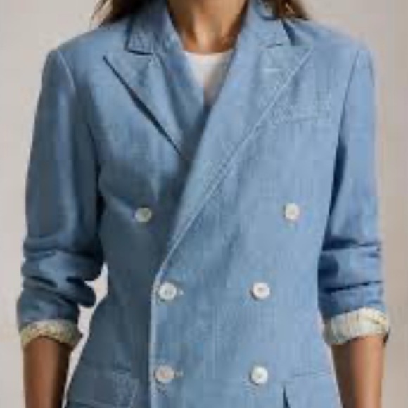 Polo Ralph Lauren Jackets & Blazers - NWT Polo Ralph Lauren Women Chambray Double-Breasted Blazer Size 8 $698